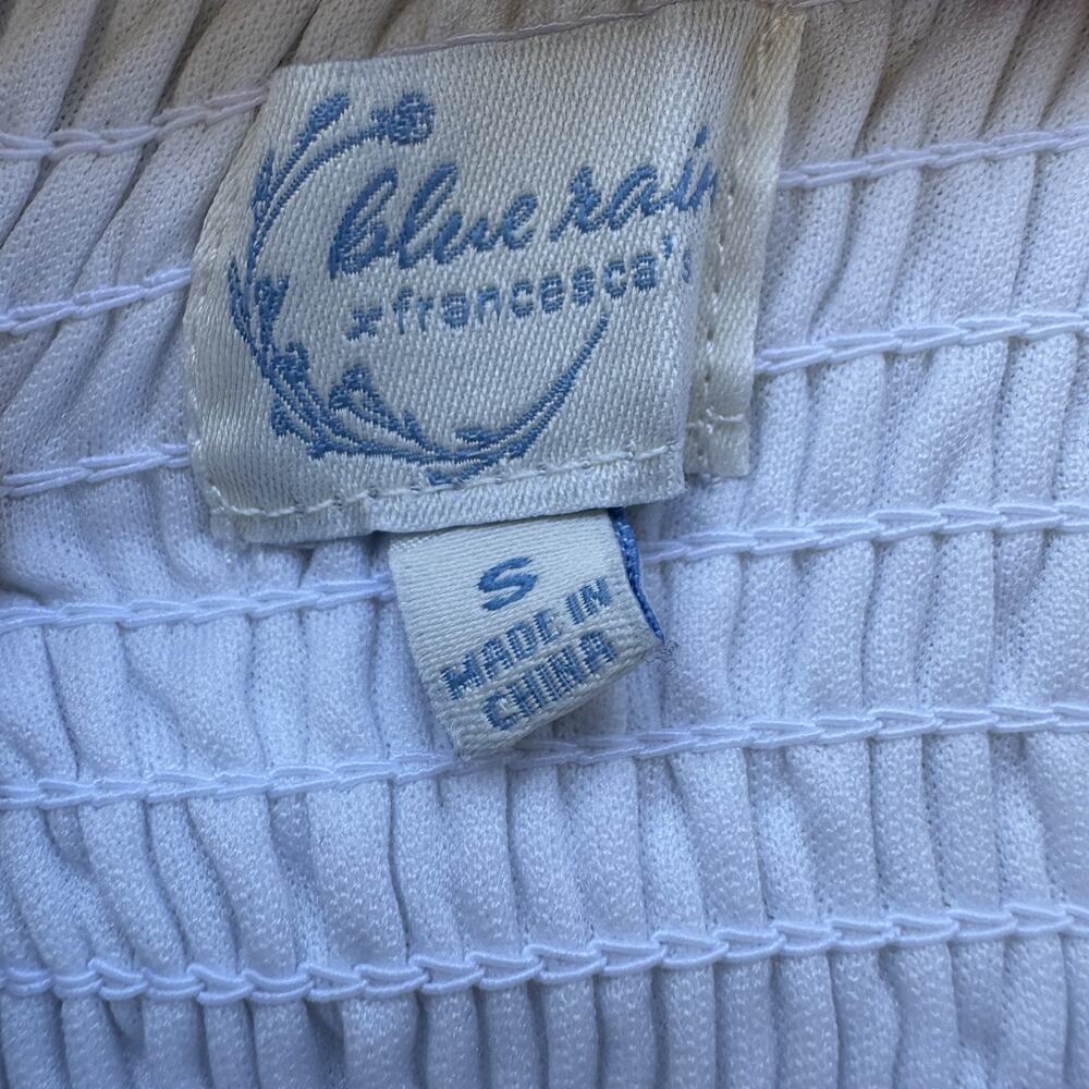 White Tiered Ruffle Mini Skirt Smocked Waist Francesca's Size Small - Picture 2 of 5